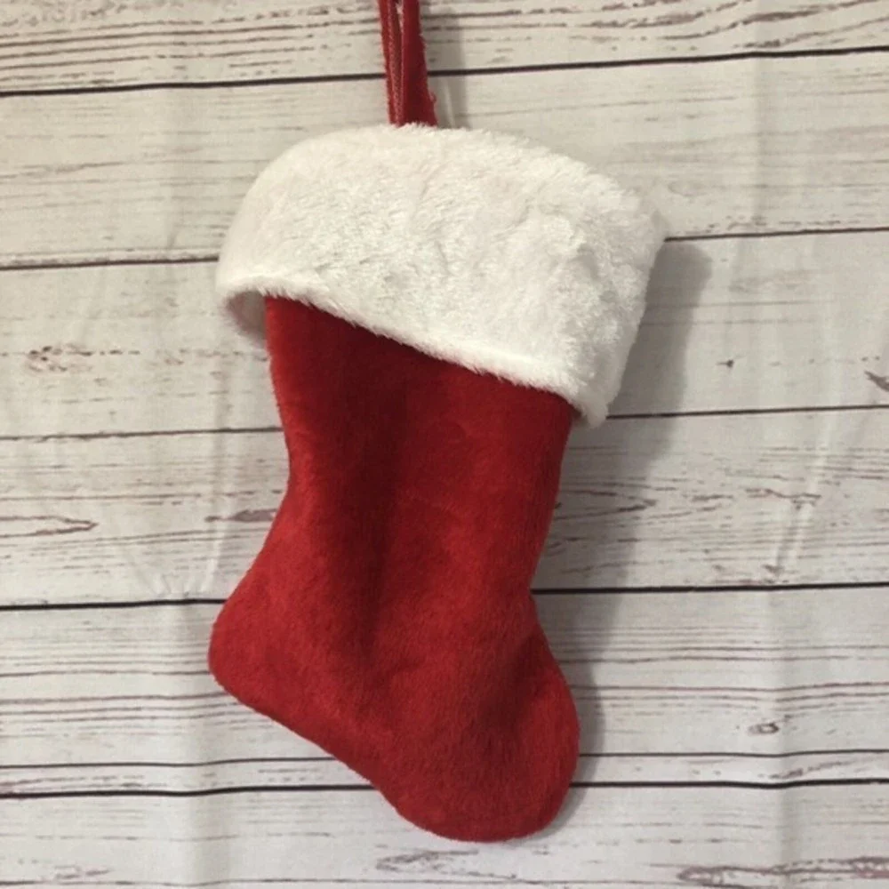 3 Holiday‎ Red Velveteen Christmas Stocking White Cuff 14” To 16”